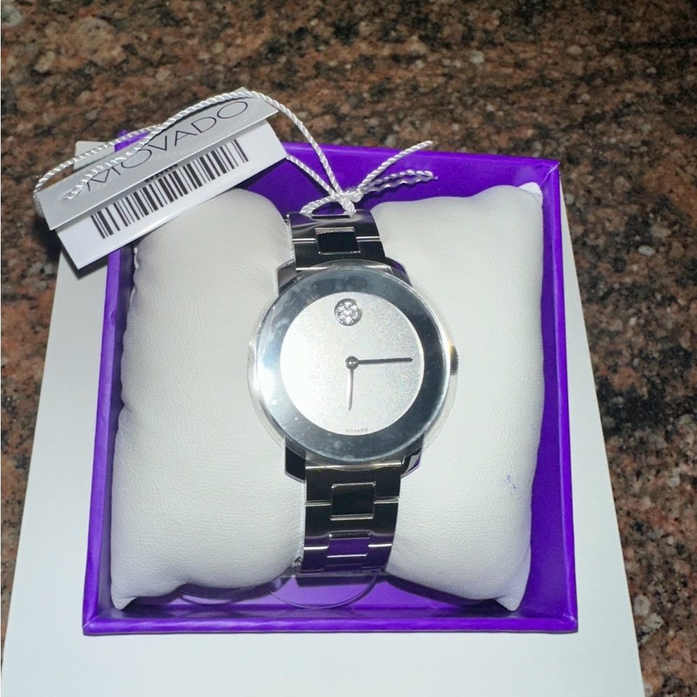 Movado Silver and Black Watch